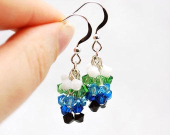 Finn-Cluster-Ohrringe in Sterling-Silber - Finn der menschliche Ohrringe, Abenteuer Zeit Ohrringe, Finn Schmuck, Geek Prom, Fandoms Swarovski