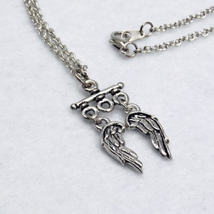 Daryl Dixon Inspired Wings Necklace in Silver - Silver The Walking Dead Necklace, Silver Daryl Dixon Necklace, Angel Wings, Norman Reedus