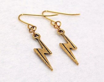 Lightning Bolt Earrings in Gold