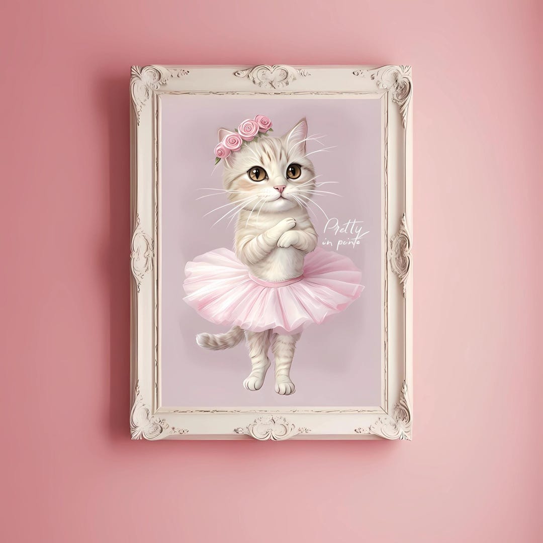 Ballerina Cat Wall Art,girls Room Printable,nursery Decor for Baby Girl ...