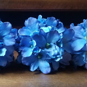 SALE! Ready to ship, Set of 3, blue galaxy orchid and hydrangea bouquets, bridesmaids, maid of honor, toss, wedding, prom, homecoming
