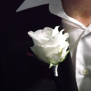 SALE! Ready to ship, Set of 3, white/cream rose boutonniere, wedding, prom, homecoming