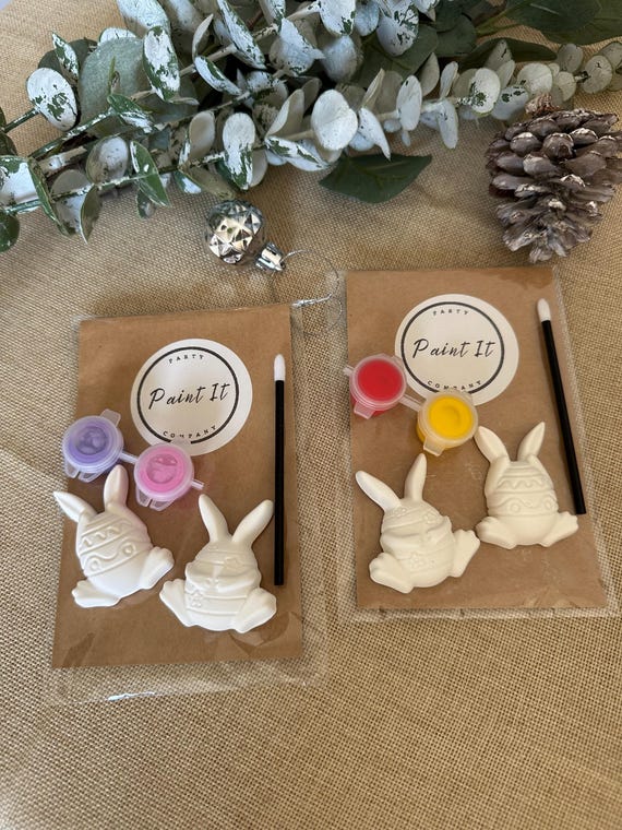 Paint Your Own Bunny Party Bags, Nature Party Gift, Plaster of