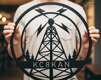 Custom Ham Radio Call Sign Metal Plaque,Personalized Amateur Radio Wall Art,Ham Shack Decor, Personalized Amateur Radio Call Sign Metal Sign