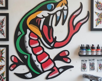 Multi Design Tattoo Flash Wall Sign, Classic American Traditional Tattoo Studio Decor, Rockabilly Wall Sign, Tattoo Artist Gift