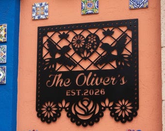 Personalized Mexican Wedding Backdrop Decor,Mexican Wedding Decor Metal Papel Picado,Traditional Papel Picado Style Metal,Anniversary Gift