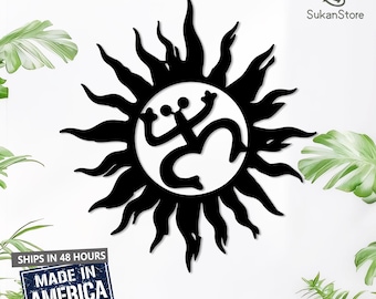 Taino Indian Metal Wall Art,Coqui Frog & Sun Sculpture,Puerto Rican Cultural Heritage Home Decor,Puerto Rico Coqui Frog Wall Decor,Metal Art