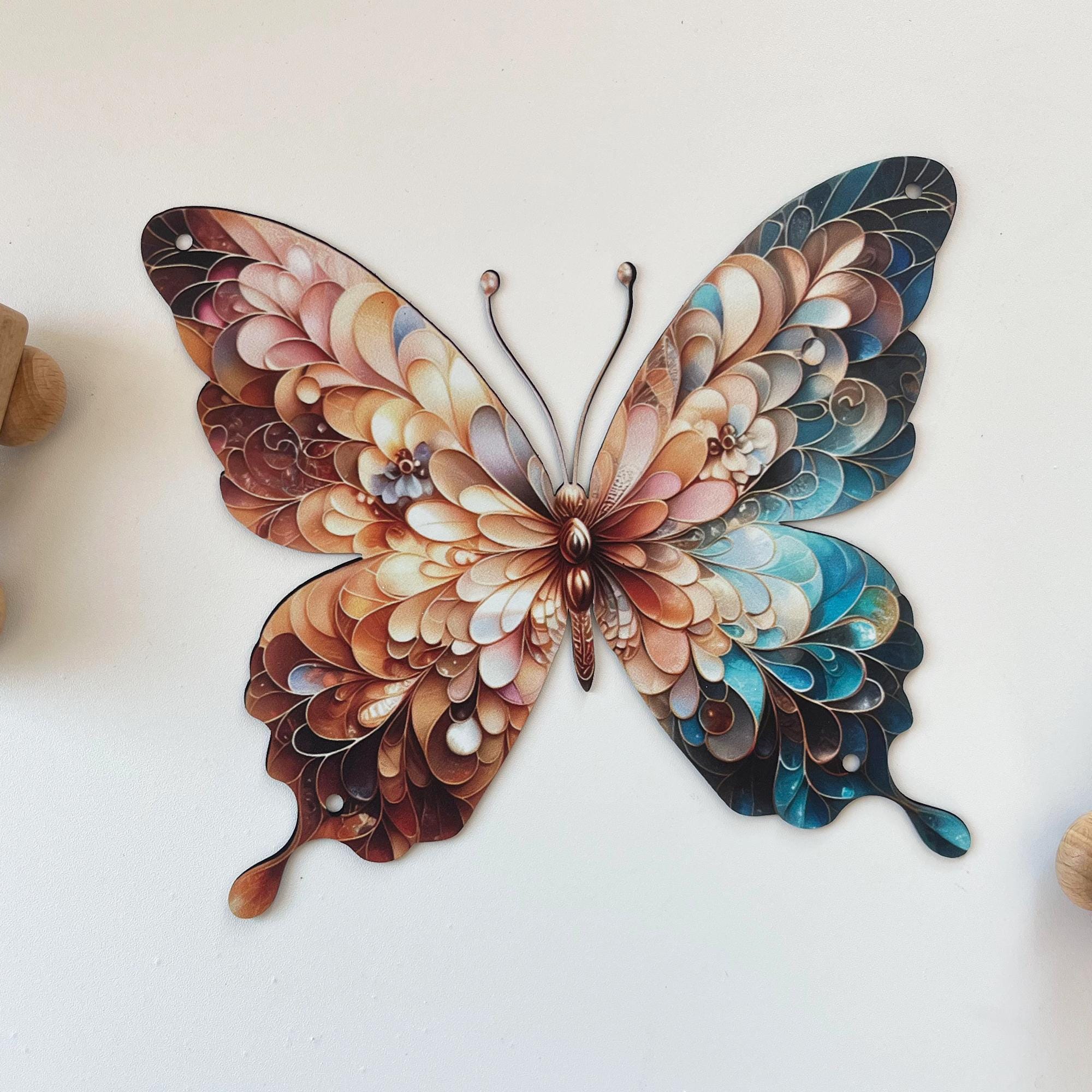 Antique Butterfly Metal Wall Art,rustic Floral Garden Decor,vintage ...