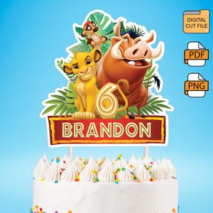 Lion King Simba Printable Birthday Cake Topper, Lion King Birthday Party Custom Name and Age, Lion Kng Simba Digital Download