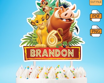 Lion King Simba Printable Birthday Cake Topper, Lion King Birthday Party Custom Name and Age, Lion Kng Simba Digital Download