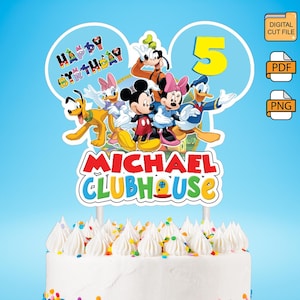 Personalized Mickey Mouse Friends Clubhouse Birthday Cake Topper, Mickey Party Sign Decoration, Mouse Clubhouse, INSTANT DOWNLOAD