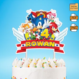 Personalized Sonic Birthday Cake Topper, Custom Sonic Cake Topper, Printable Personalized Hedgehog Cake Topper (Digital File Only)