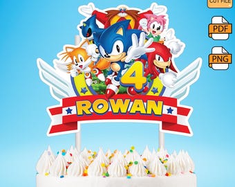 Personalized Sonic Birthday Cake Topper, Custom Sonic Cake Topper, Printable Personalized Hedgehog Cake Topper (Digital File Only)