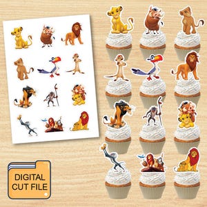 Lion King Simba Cupcake Toppers Digital Download, Lion King Giveaways Label, Timon and Pumbaa Cupcake Toppers