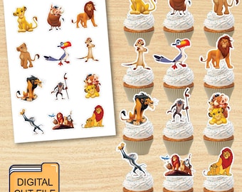 Lion King Simba Cupcake Toppers Digital Download, Lion King Giveaways Label, Timon and Pumbaa Cupcake Toppers