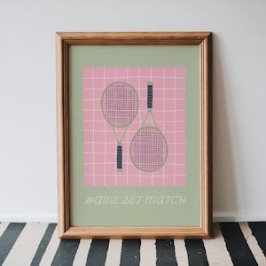 Preppy Aesthetic Cute Tennis Digital Print Game Set Match Tennis Print Country Club Aesthetic Wall Art Cute Tennis Racket Print Cute Sports