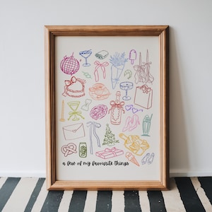A Few Of My Favourite Things Wall Art Cute Quote Poster Hand Drawn Illustrations Dorm Decor Girly Things Aesthetic Multi Colour Digital Art