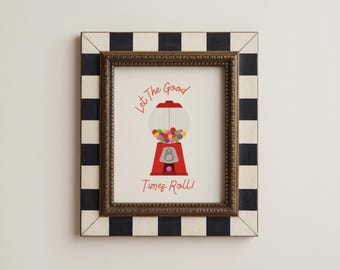 Retro Gum Ball Machine Print, Playroom Kitchen Wall Art (Digital Download)
