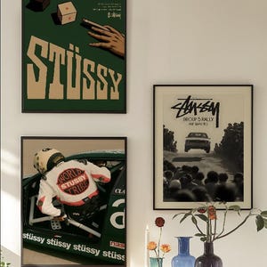 3-teiliges Stussy Poster-Set, Einzigartiger Urban Stussy Schlafzimmerdruck. Vintage-Design.
