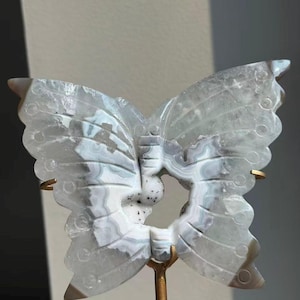 Agate Crystal Butterfly, Druzy Geode Animal Carving, Natural Crystal Wings, Home Décor