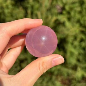Six-Star Ray Rose Quartz Sphere, High-Quality Flash Crystal Ball, Rare Gemstone for Love