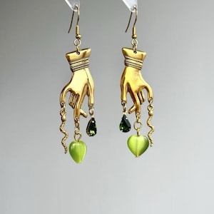 Handmade Witch Hand Earrings – Magical Occult Charm Jewelry – Gothic, Witchy, Halloween Accessory