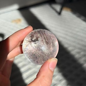 41.8mm Clear Quartz Sphere with Golden Rutile Inclusions – Natural Crystal Ball, Healing Stone