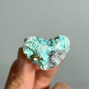 Handmade Natural Bibbsite with Chalcopyrite Heart Ring, Raw Crystal Jewelry, One of a Kind Gift