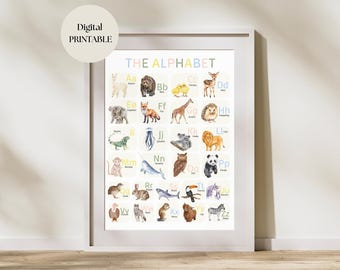 Animal alphabet educational poster Toddler playroom decor classroom print homeschool resource playroom educational print digital download