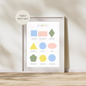 Shapes poster educational poster toddler playroom decor classroom print homeschool poster playroom educational print digital download