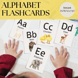 Animal Alphabet flashcards | Printable ABC Flash Cards | Homeschool resources | Upper and Lowercase Letters