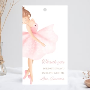 Ballerina Birthday Thank You Tag, Let's Dance & Twirl Birthday Thank You Tag, Ballet Birthday Cupcake Thank You Tag, Template 001
