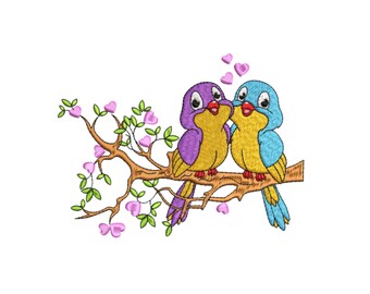 Liefde in de lucht – Vogels borduurwerk, romantisch paar vogels borduurpatroon