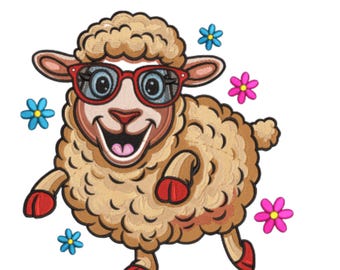Borduurpatroon van een vrolijk lammetje – Schattig schaapje voor de kinderkamer (machineborduurwerk) – PES DST