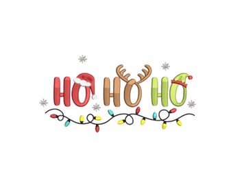 Grappig Ho Ho Ho Kerstverlichting Steekpatroon | Vakantie Borduurbestand