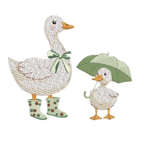 Wet but Happy Goose,Cute Goose Rainy Day Embroidery Design | Digital Download | Kids Animal Pattern