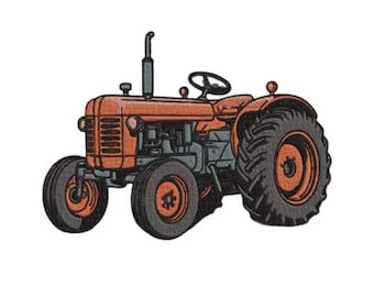 Schattig vintage tractor borduurpatroon – handgemaakte wandhanger