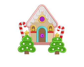 Borduurpatroon voor een peperkoekhuisje – Direct downloaden – Kerstdecoratie