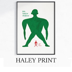 David Shrigley - Big Green Moron, Quirky Wall Art, Pop Art Decor, Funny Poster, Contemporary Home Gallery, Humorous Decor, Art