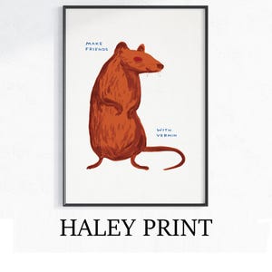 David Shrigley - Make Friends With Vermin, Quirky Wall Art, Pop Art Decor, Funny Poster, Contemporary Home Gallery, Humorous Decor, Art