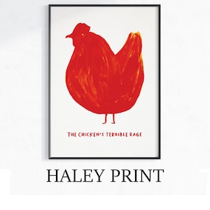 David Shrigley - The Chicken's Terrible Rage, Quirky Wall Art, Pop Art Decor, Funny Poster, Contemporary Home Gallery, Humorous Decor, Art
