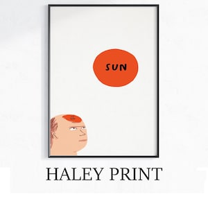 David Shrigley - Sun & Sun Burn, Quirky Wall Art, Pop Art Decor, Funny Poster, Contemporary Home Gallery, Humorous Decor, Art