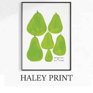 David Shrigley - Painting of Six Pears, Quirky Wall Art, Pop Art Decor, Funny Poster, Contemporary Home Gallery, Humorous Decor, Art
