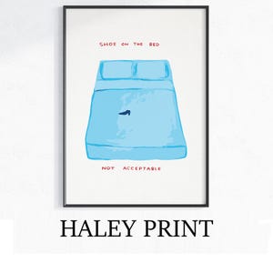 David Shrigley - Shoe On The Bed, Quirky Wall Art, Pop Art Decor, Funny Poster, Contemporary Home Gallery, Humorous Decor, Art