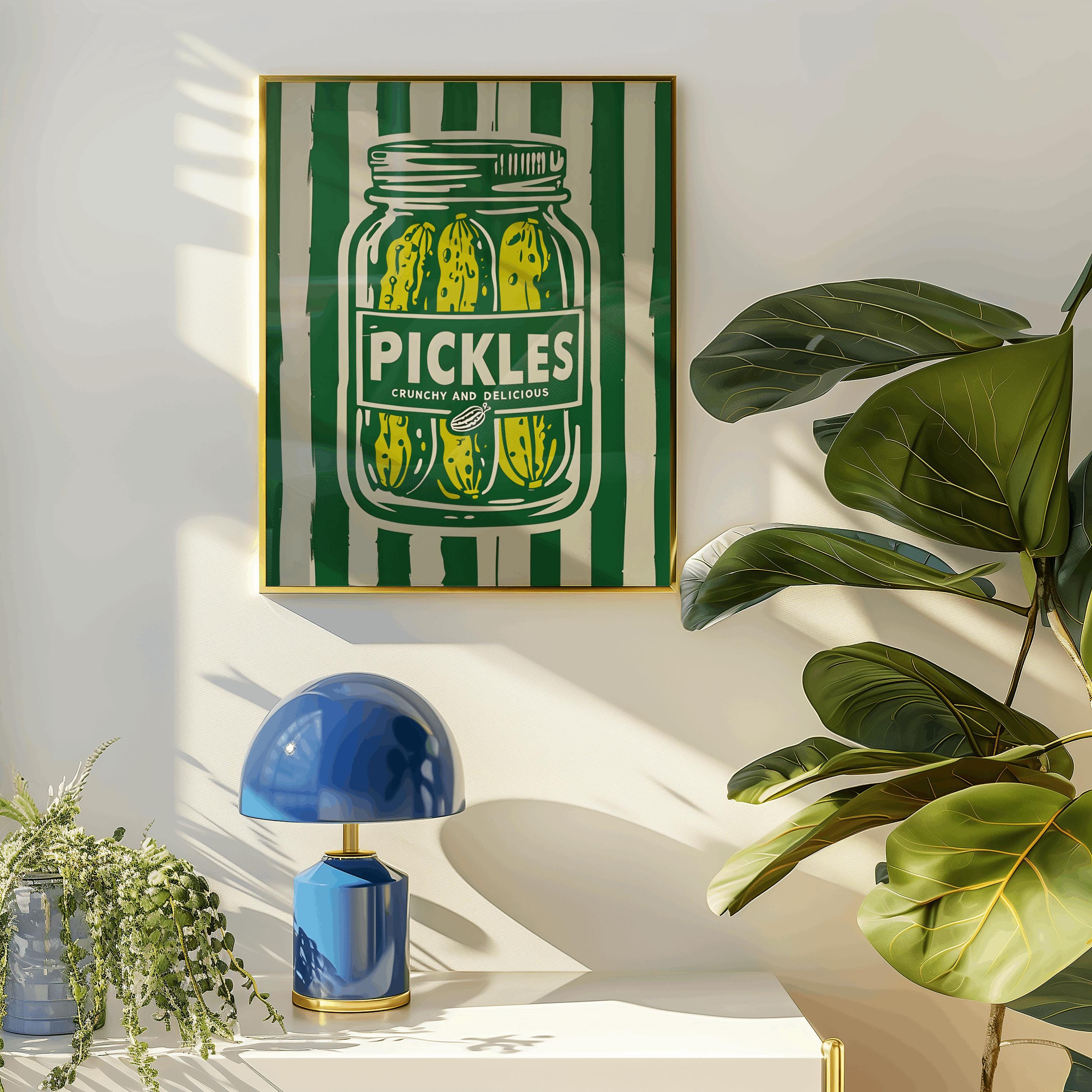Pickle Jar - Green Retro Digital Print | Funky Wall Art, Maximalist Poster, Modern Graphic Print