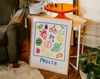 Fruit Salad | Fruity, Vintage-Inspired Digital Print, Subtle Pride, Summer Art