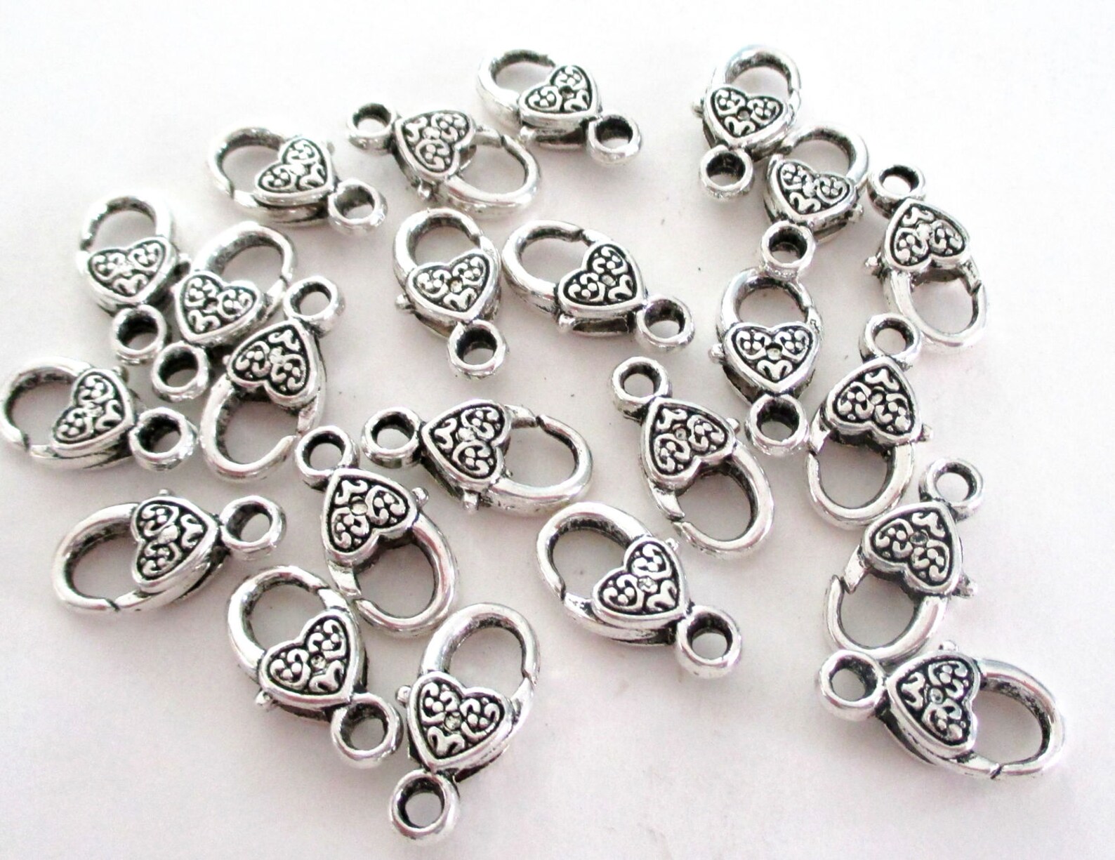 Silver Lobster Clasp Heart Shaped Lobster Clasp 17mmx9mm Etsy