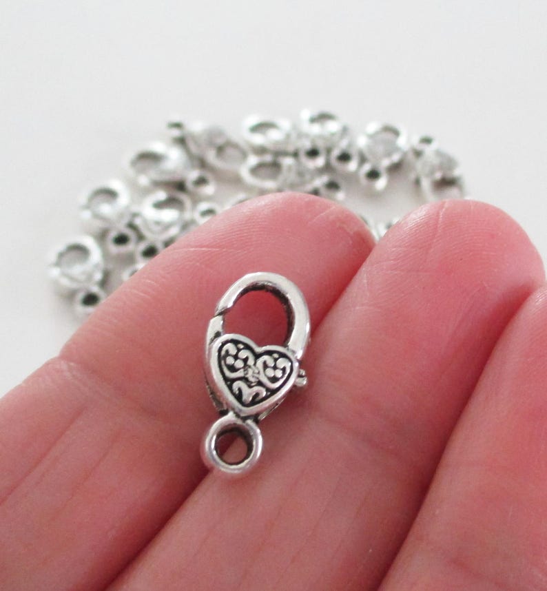 Metal Jewelry Findings Diy Silver Supplies Lock Clasp Silver Lobster Clasp Heart Shaped Lobster Clasp 10 Pcs 17mmx9mm