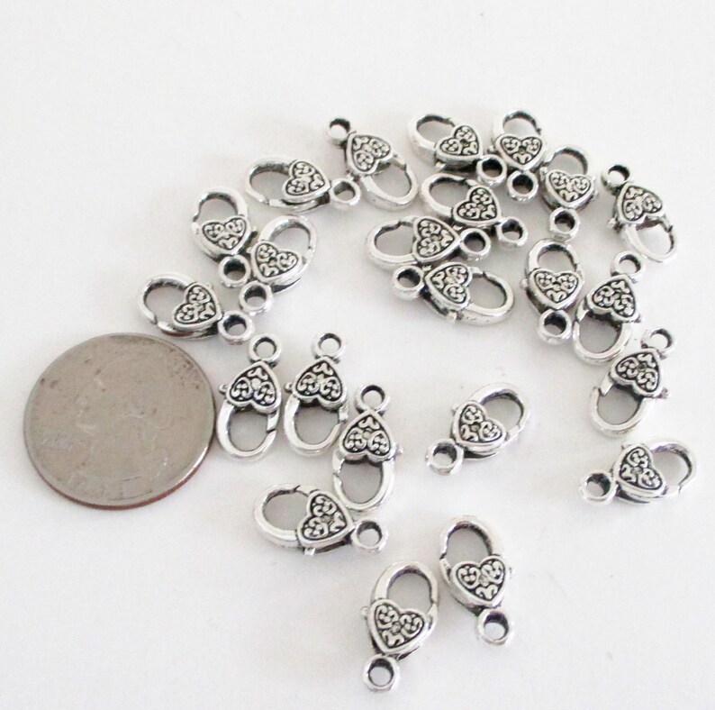 Metal Jewelry Findings Diy Silver Supplies Lock Clasp Silver Lobster Clasp Heart Shaped Lobster Clasp 10 Pcs 17mmx9mm