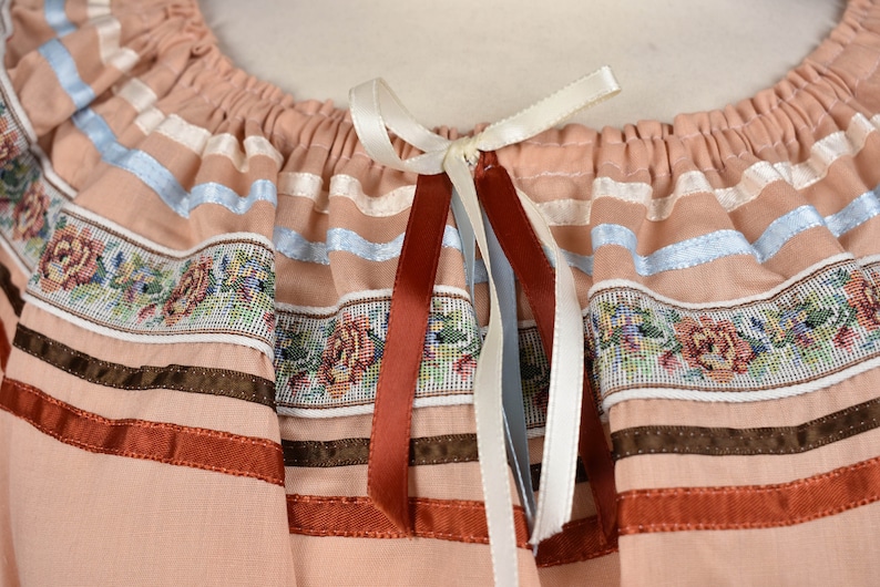 Dusty Peach Fiesta Dress with Floral Ribbon Top and Skirt Combo
